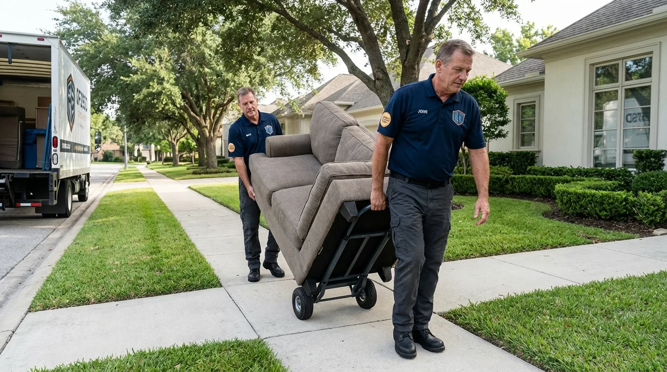 Local residential moving crew loading furniture in Kennesaw, GA