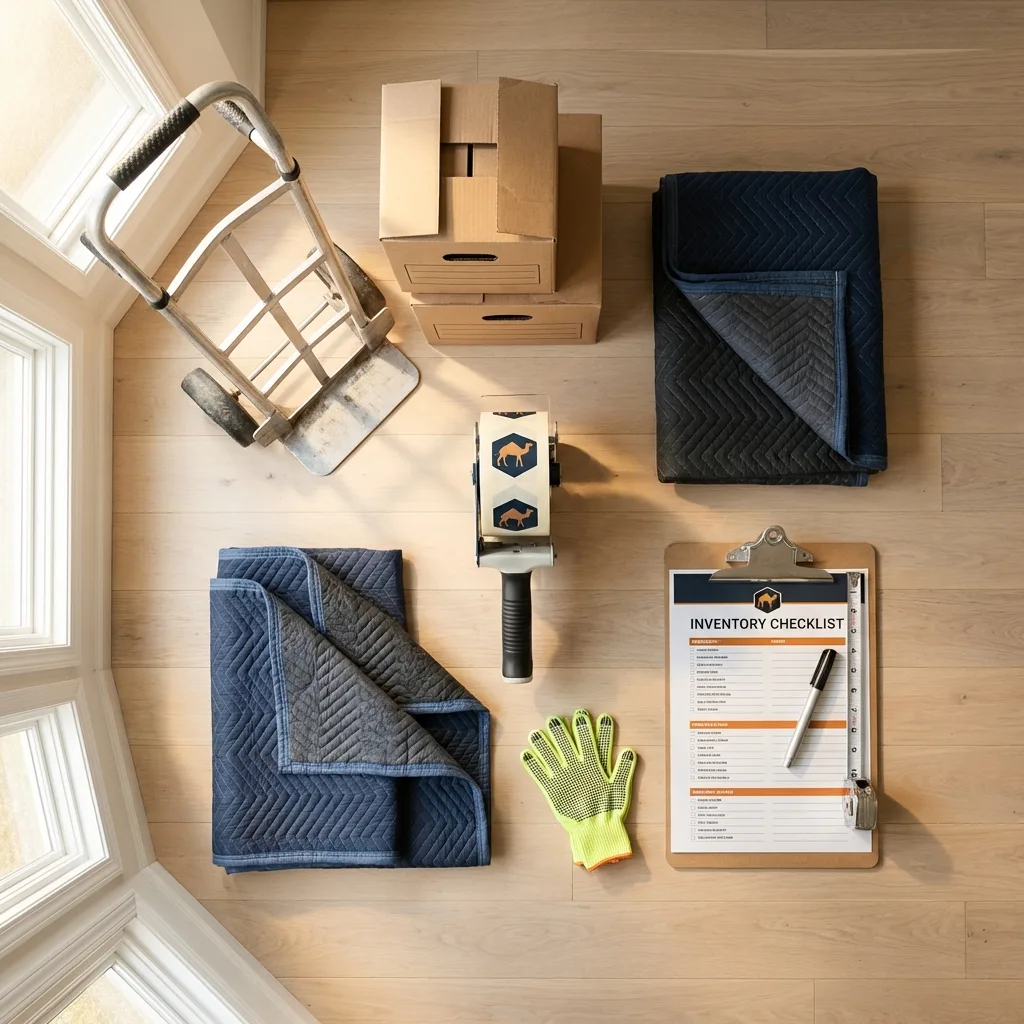 Professional moving supplies and packing materials layout for Kennesaw residential relocations